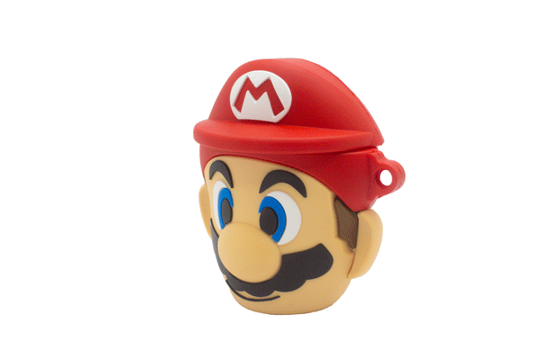 Character AirPods Case (Mario, black key clip included)