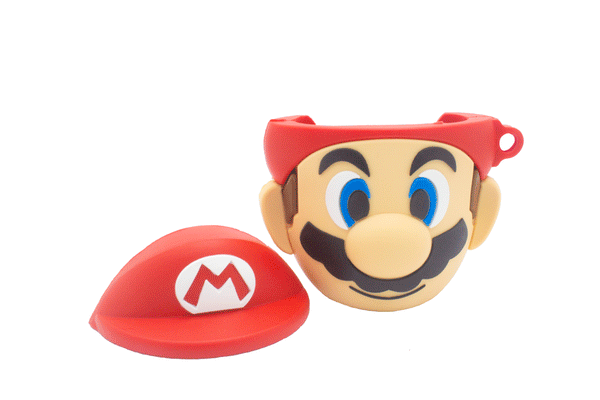 Character AirPods Case (Mario, black key clip included)