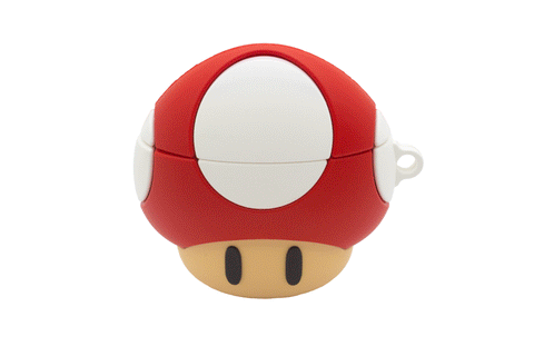 Mushroom Character AirPods Case (black key clip included)