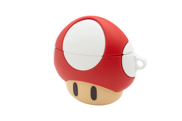 Mushroom Character AirPods Case (black key clip included)