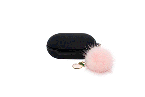 Black Galaxy Buds Case  (Pink Fur Ball clip included)