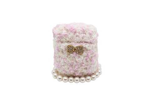 Elegant Pink & White Faux Fur Airpods Case (pearls included)
